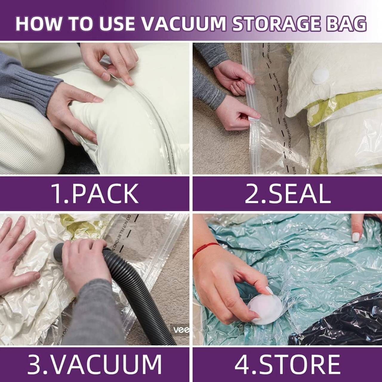 3-Pack Heavy Duty Vacuum Storage Bags – Space Saver for Clothes & Travel 3-Pack Heavy Duty Vacuum Storage Bags – Space Saver for Clothes & Travel